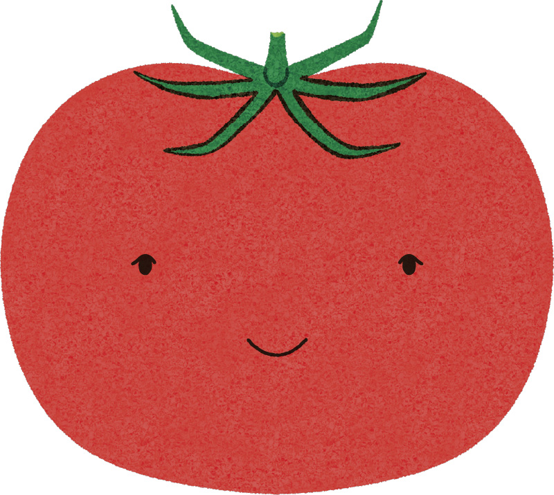 にっこり笑ったトマトのイラスト
